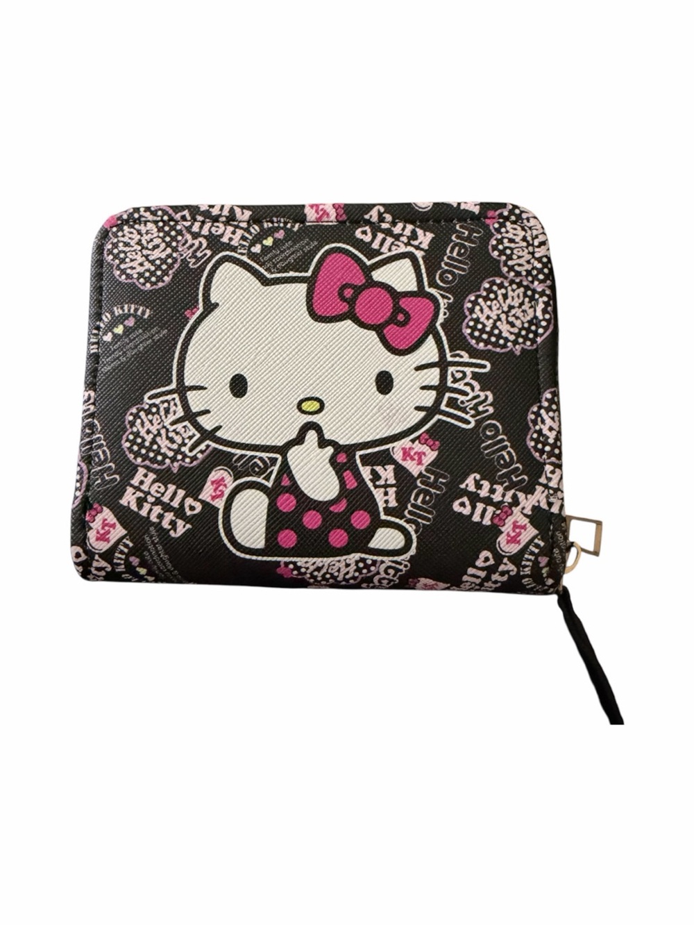NWT-Hello Kitty Black and Pink Zip-Around Wallet